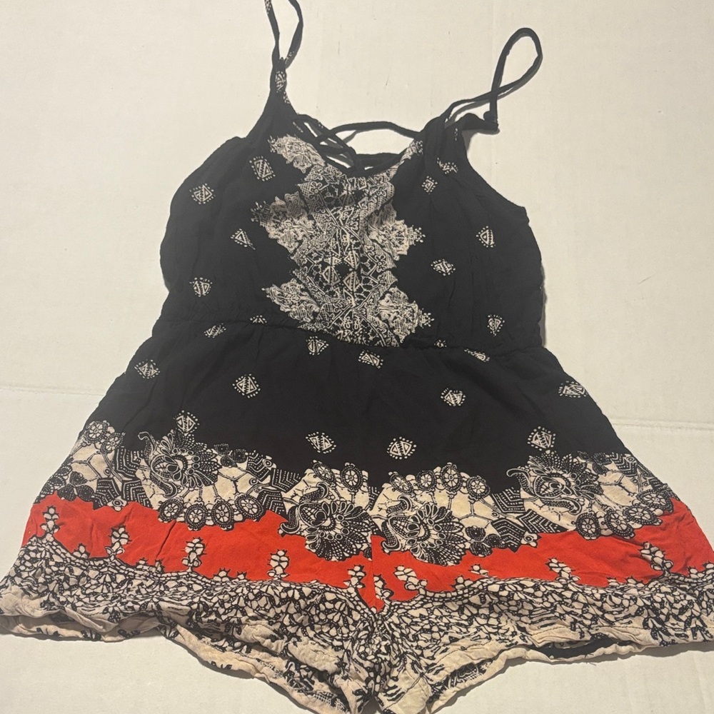 Angie Black and Red Floral Jumpsuit